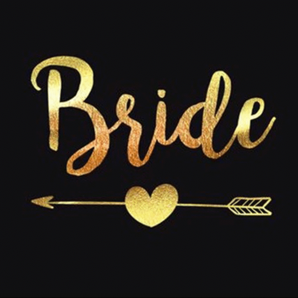 Kuldne tattoo kirjaga "Bride"