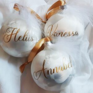 Sulega kaunistatud nimeline jõulukuul 8cm